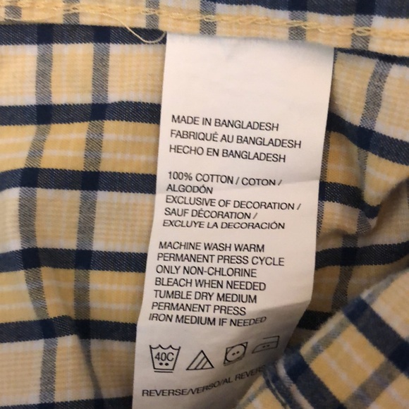 Izod Long Sleeve Buttondown Shirt Sz L Large Yellow Blue Plaid - Picture 5 of 5